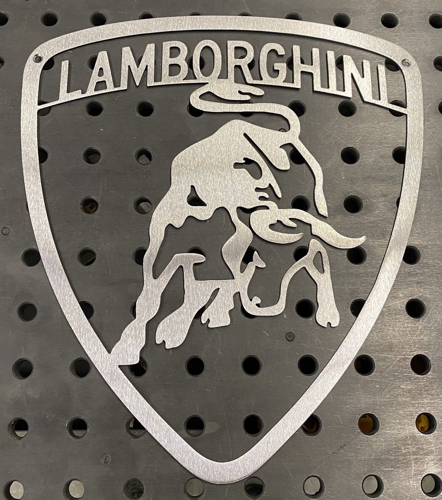 Lamborghini Lambo Logo Metal Art Sign Garage Decor Man Cave Unique Gift
