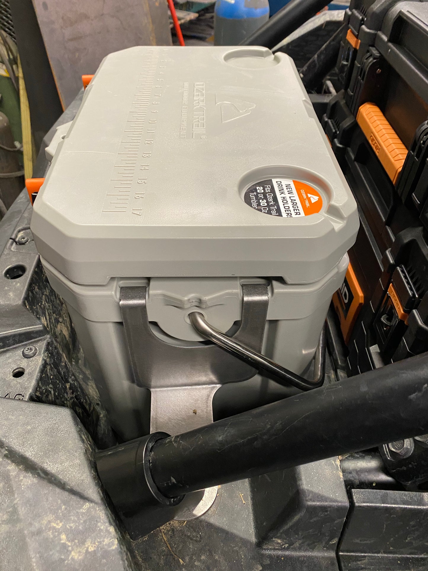 side view of bracket installation with cooler